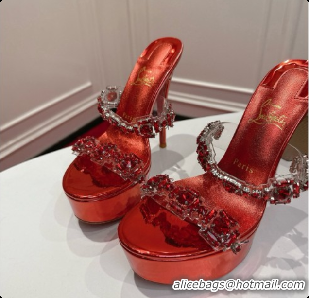 Best Product Christian Louboutin Platform Mule Sandals with Crystals Red 6080139 2026