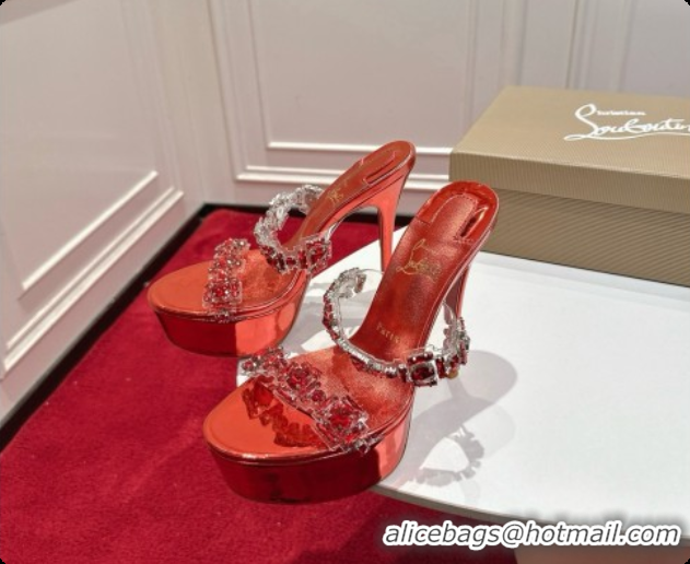 Best Product Christian Louboutin Platform Mule Sandals with Crystals Red 6080139 2026