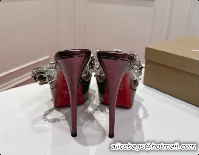 Charming Christian Louboutin Platform Mule Sandals with Crystals Bronze 6080140 2026