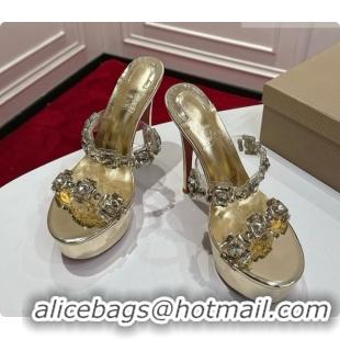 Popular Style Christian Louboutin Platform Mule Sandals with Crystals Gold 6080142 2026