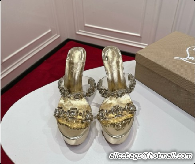 Popular Style Christian Louboutin Platform Mule Sandals with Crystals Gold 6080142 2026
