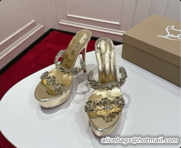 Popular Style Christian Louboutin Platform Mule Sandals with Crystals Gold 6080142 2026