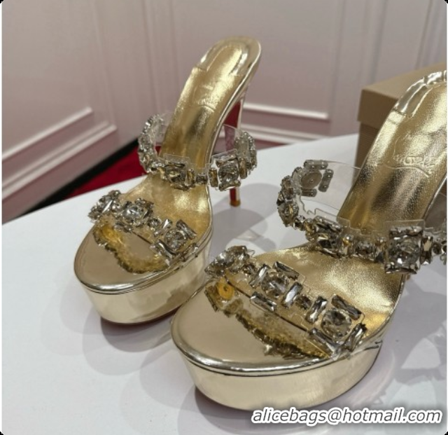 Popular Style Christian Louboutin Platform Mule Sandals with Crystals Gold 6080142 2026