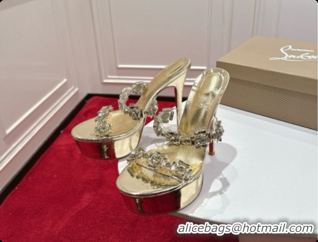 Popular Style Christian Louboutin Platform Mule Sandals with Crystals Gold 6080142 2026