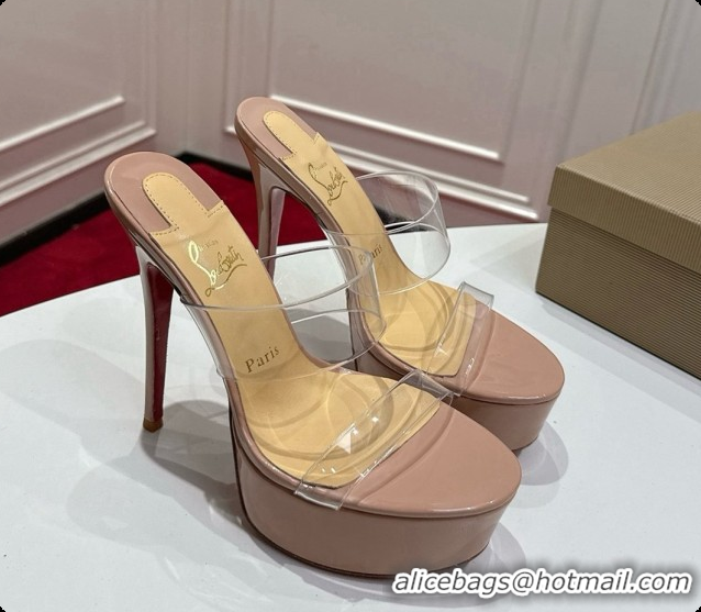 Top Grade Christian Louboutin PVC Platform Mule Sandals CL080146 Nude 2026
