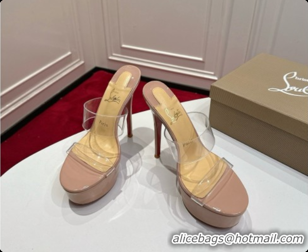 Top Grade Christian Louboutin PVC Platform Mule Sandals CL080146 Nude 2026