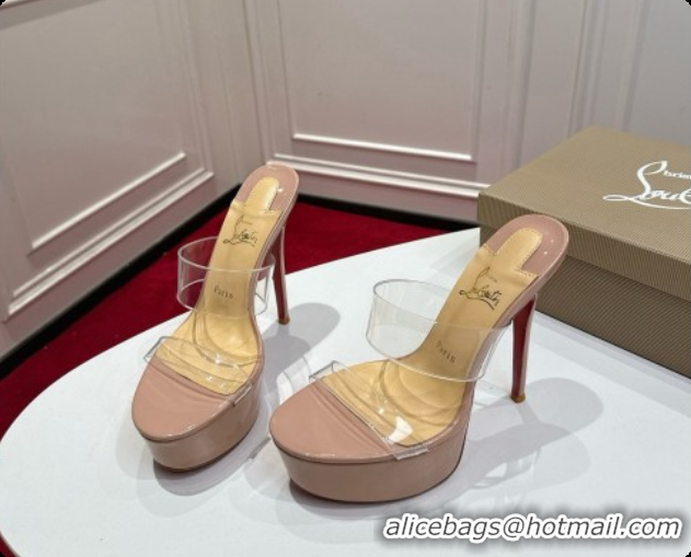 Top Grade Christian Louboutin PVC Platform Mule Sandals CL080146 Nude 2026