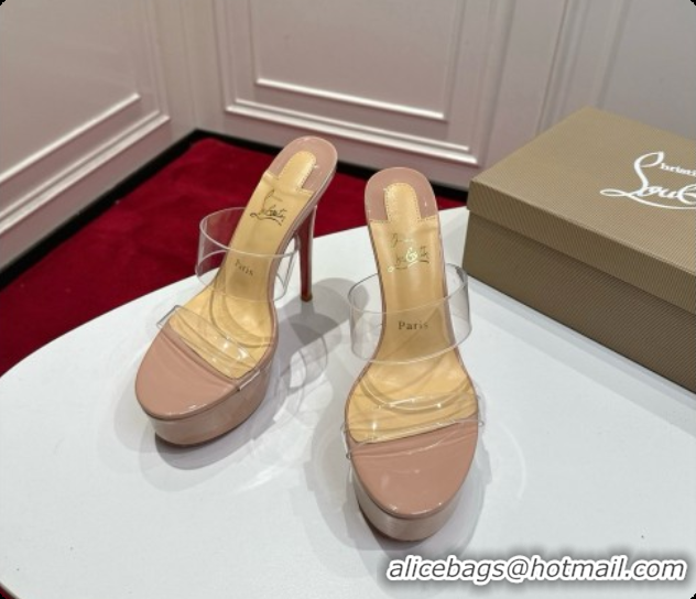 Top Grade Christian Louboutin PVC Platform Mule Sandals CL080146 Nude 2026