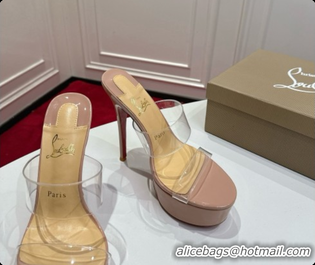 Top Grade Christian Louboutin PVC Platform Mule Sandals CL080146 Nude 2026