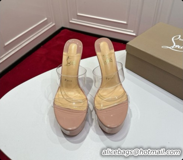 Top Grade Christian Louboutin PVC Platform Mule Sandals CL080146 Nude 2026