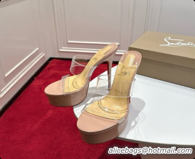Top Grade Christian Louboutin PVC Platform Mule Sandals CL080146 Nude 2026