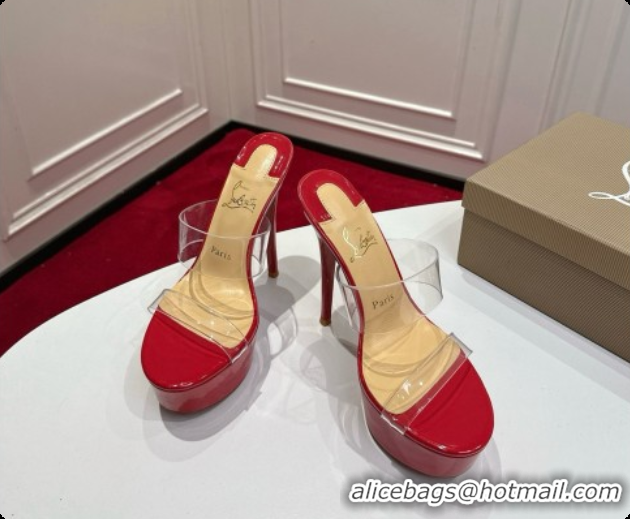 Grade Christian Louboutin PVC Platform Mule Sandals CL080147 Red 2026