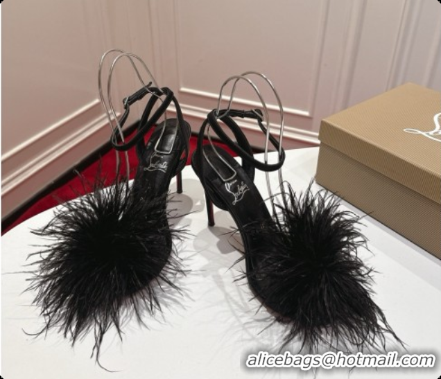 Sumptuous Christian Louboutin Miss Z Plumes Sandals CL080148 Black 2026 