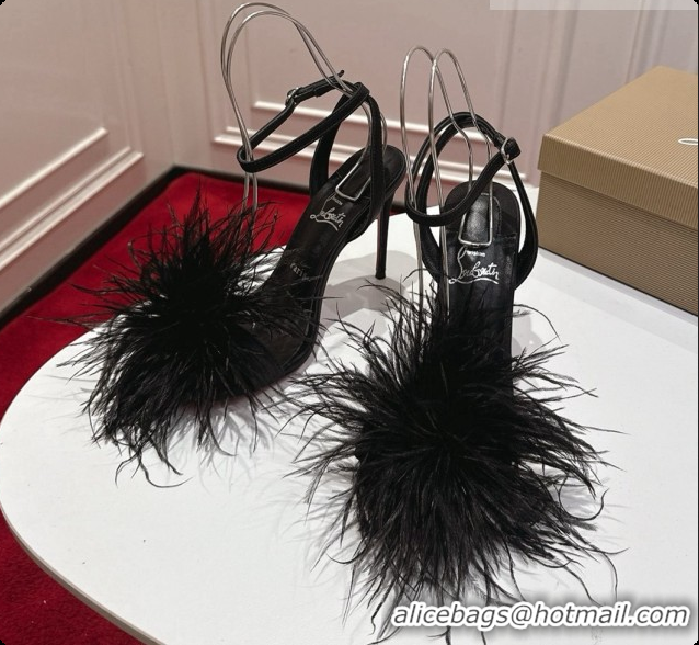 Sumptuous Christian Louboutin Miss Z Plumes Sandals CL080148 Black 2026 