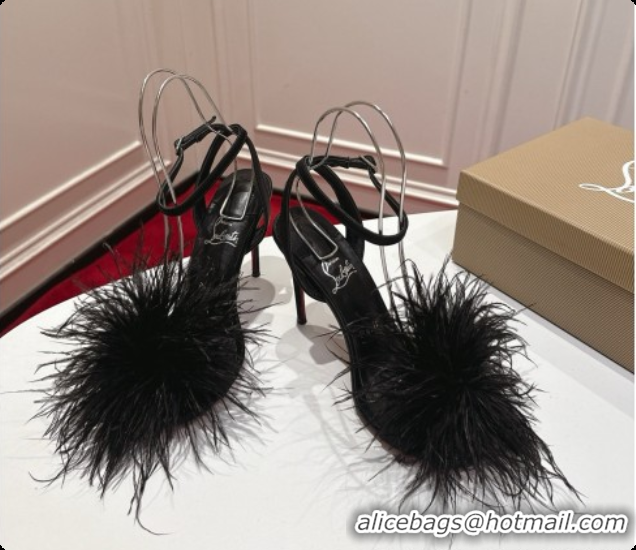 Sumptuous Christian Louboutin Miss Z Plumes Sandals CL080148 Black 2026 