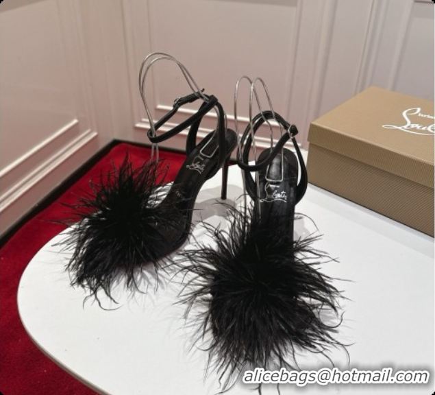Sumptuous Christian Louboutin Miss Z Plumes Sandals CL080148 Black 2026 