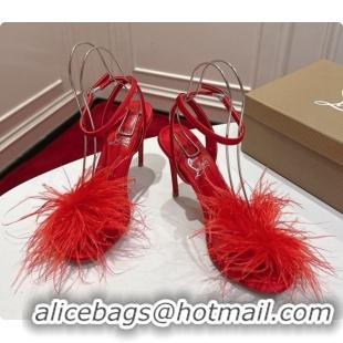 Top Grade Christian Louboutin Miss Z Plumes Sandals CL080151 Red 2026
