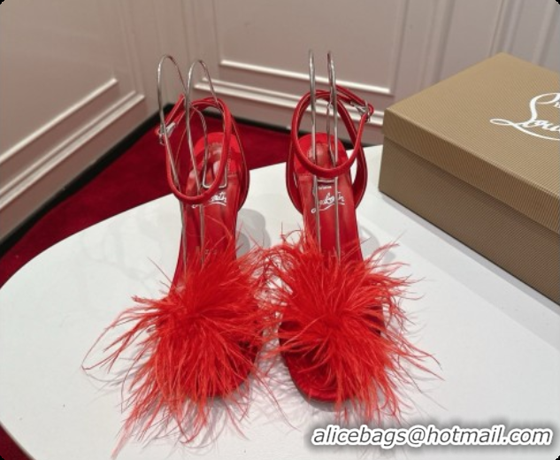 Top Grade Christian Louboutin Miss Z Plumes Sandals CL080151 Red 2026