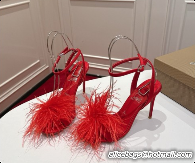 Top Grade Christian Louboutin Miss Z Plumes Sandals CL080151 Red 2026