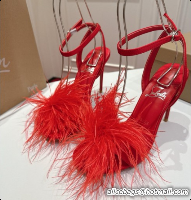 Top Grade Christian Louboutin Miss Z Plumes Sandals CL080151 Red 2026