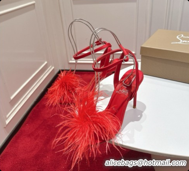 Top Grade Christian Louboutin Miss Z Plumes Sandals CL080151 Red 2026