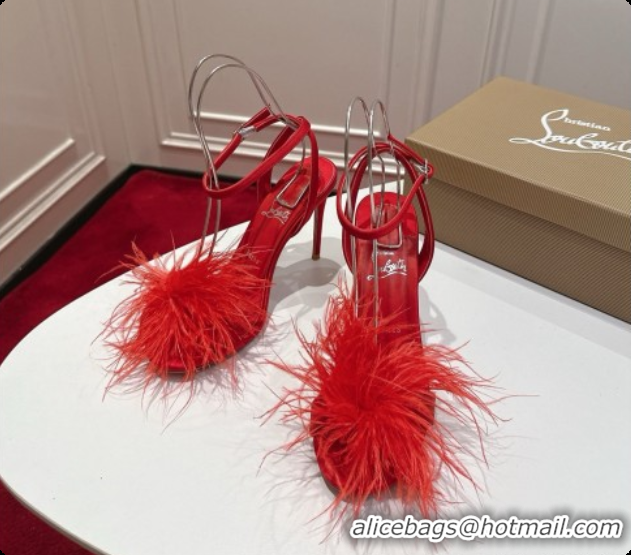 Top Grade Christian Louboutin Miss Z Plumes Sandals CL080151 Red 2026