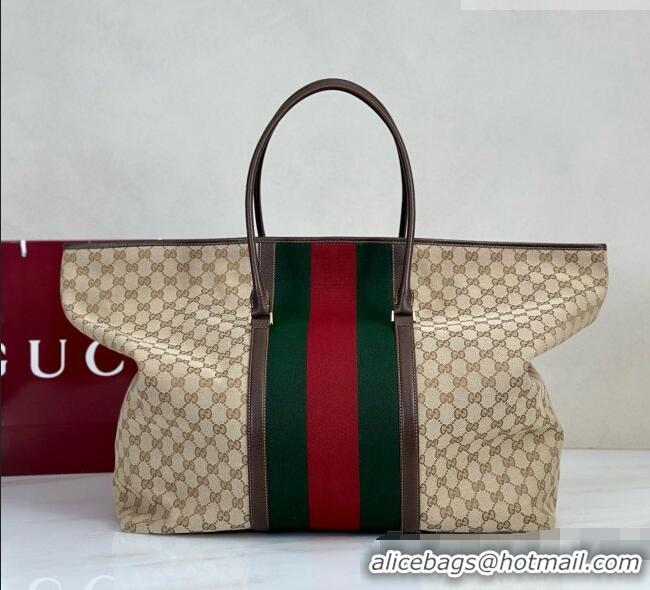 Grade Quality Gucci Medium GG Canvas Duffle Bag with Web 872979 Sand 2026