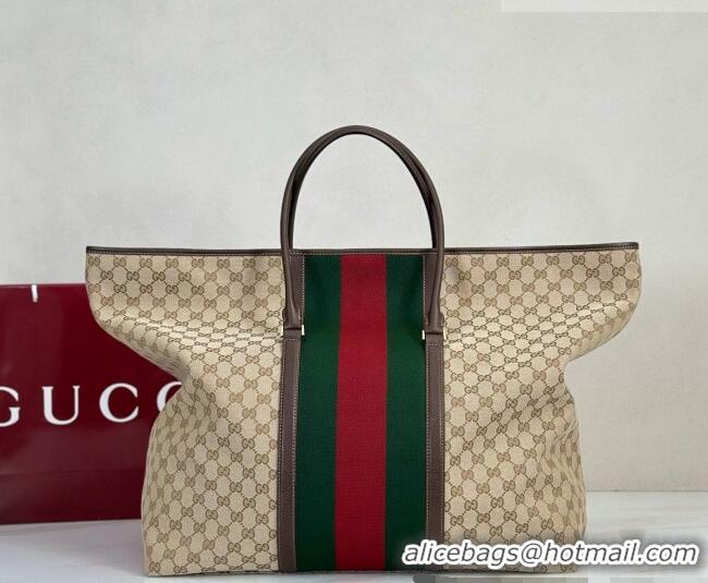 Grade Quality Gucci Medium GG Canvas Duffle Bag with Web 872979 Sand 2026