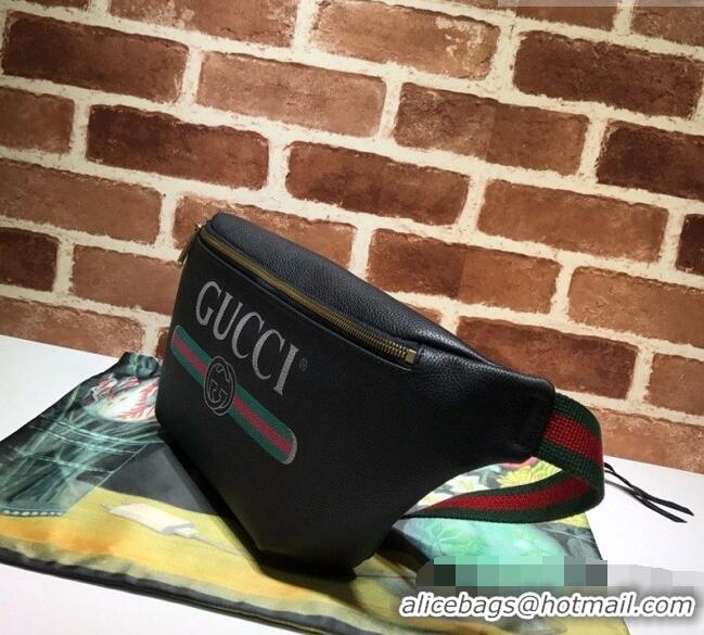 Best Quality Gucci Print Calfskin Belt Bag 493869 Black 2026