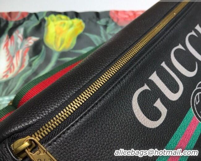Best Quality Gucci Print Calfskin Belt Bag 493869 Black 2026