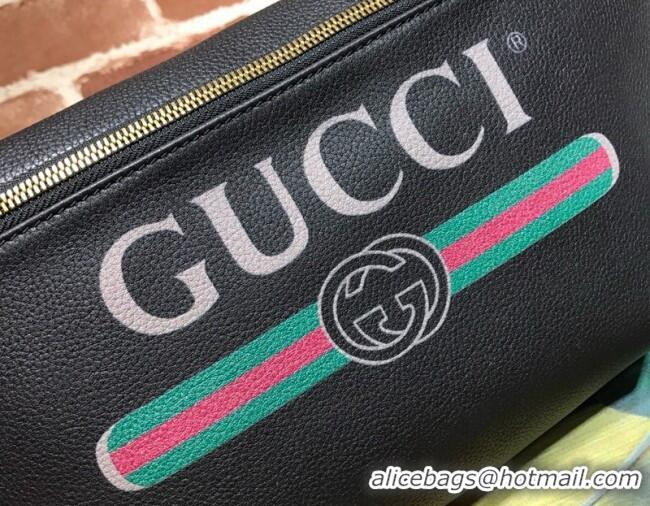 Best Quality Gucci Print Calfskin Belt Bag 493869 Black 2026