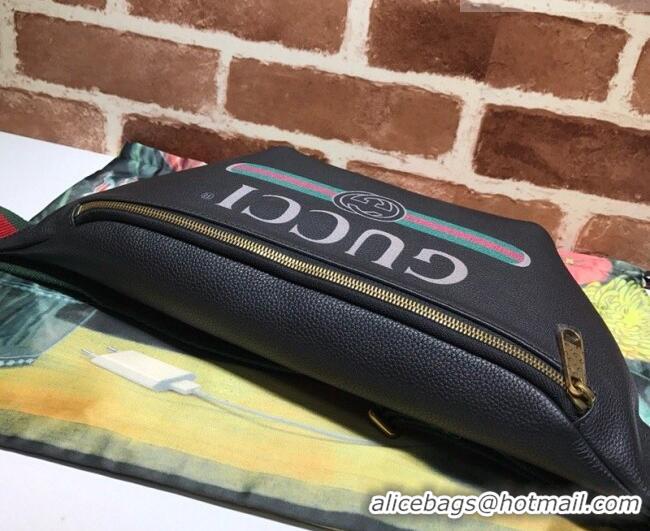 Best Quality Gucci Print Calfskin Belt Bag 493869 Black 2026