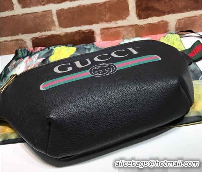 Best Quality Gucci Print Calfskin Belt Bag 493869 Black 2026