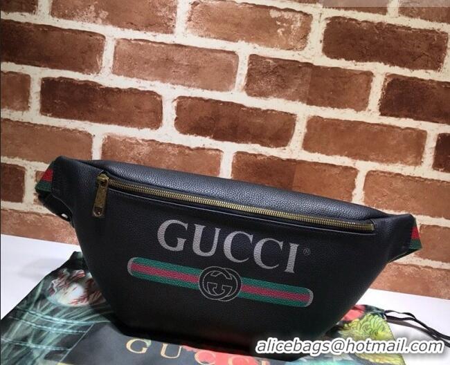 Best Quality Gucci Print Calfskin Belt Bag 493869 Black 2026