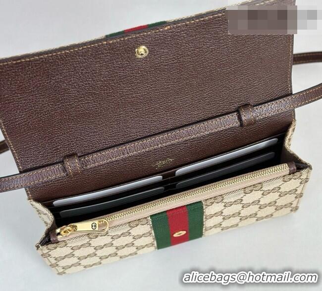 New Fashion Gucci GG Canvas Horsebit Web Wallet with Strap 867120 Sand 2026