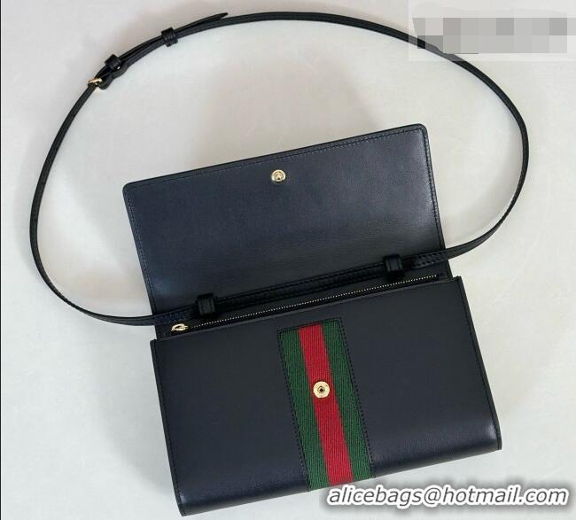 Luxury Discount Gucci Leather Horsebit Web Wallet with Strap 867120 Black 2026