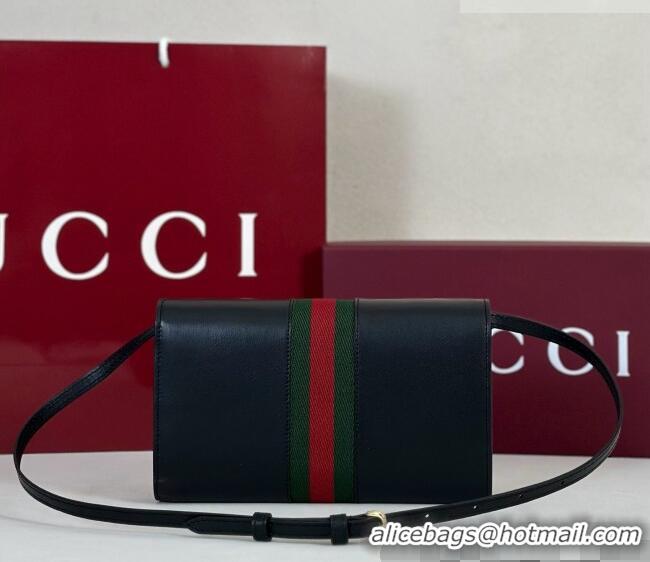 Luxury Discount Gucci Leather Horsebit Web Wallet with Strap 867120 Black 2026