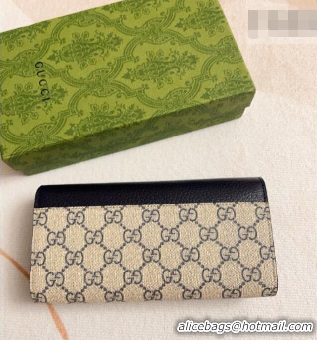Most Popular Gucci Bi-color GG Marmont Continental Wallet 456116 Navy Blue 2026 