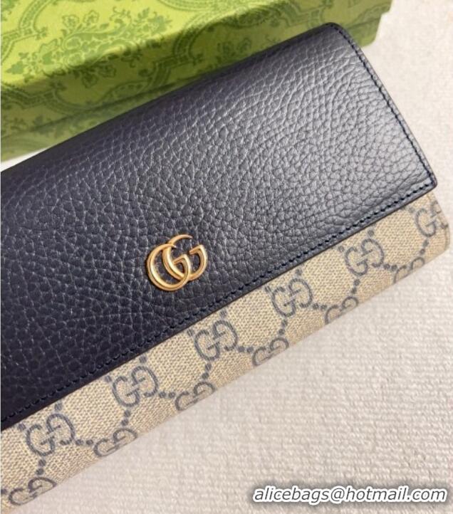 Most Popular Gucci Bi-color GG Marmont Continental Wallet 456116 Navy Blue 2026 