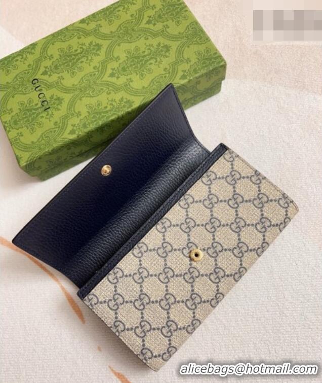 Most Popular Gucci Bi-color GG Marmont Continental Wallet 456116 Navy Blue 2026 