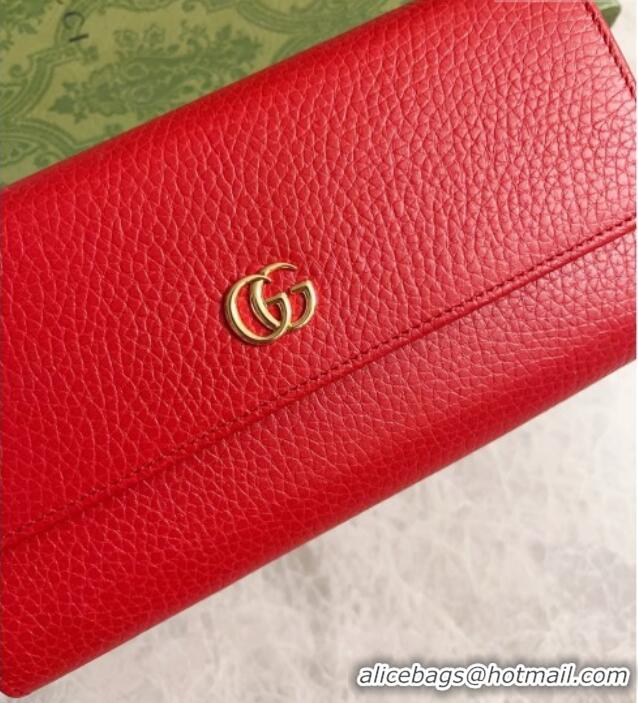 Luxury Classic Gucci GG Marmont Continental Wallet in Red Grained Calfskin 456116 2026