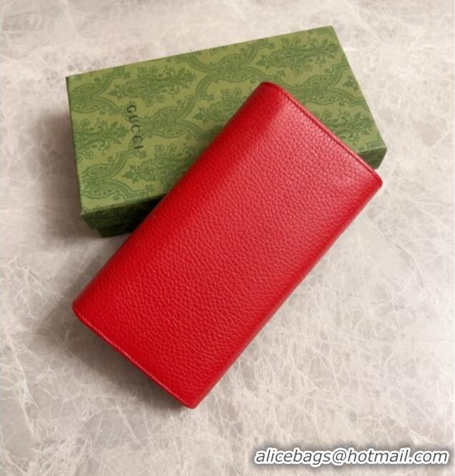 Luxury Classic Gucci GG Marmont Continental Wallet in Red Grained Calfskin 456116 2026