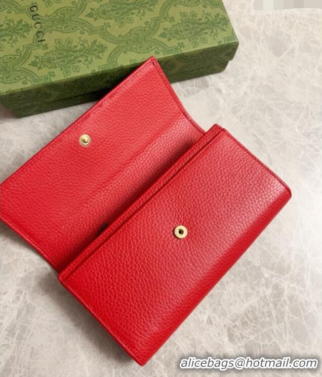 Luxury Classic Gucci GG Marmont Continental Wallet in Red Grained Calfskin 456116 2026