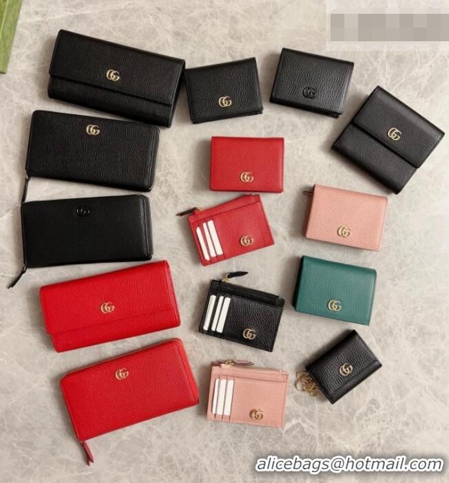 Luxury Classic Gucci GG Marmont Continental Wallet in Red Grained Calfskin 456116 2026
