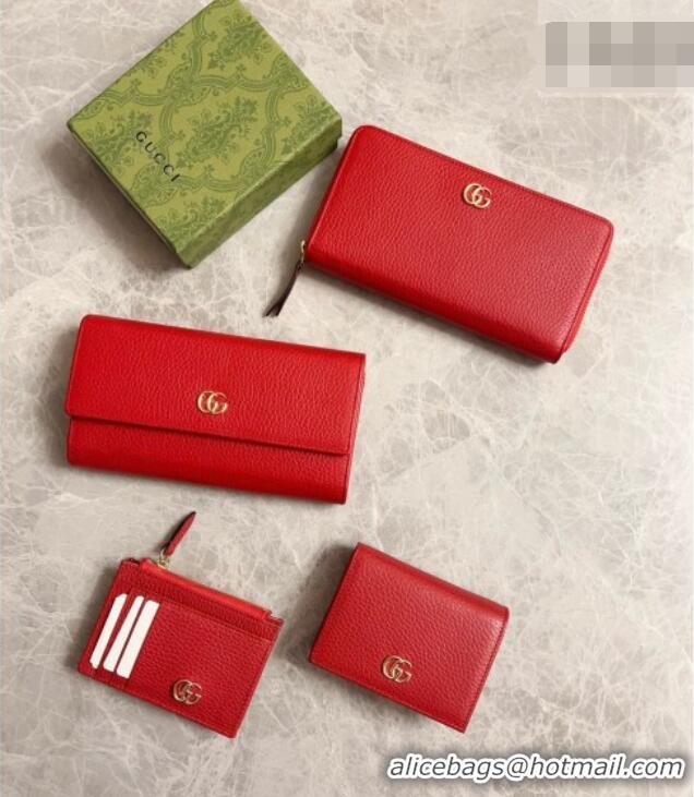 Luxury Classic Gucci GG Marmont Continental Wallet in Red Grained Calfskin 456116 2026