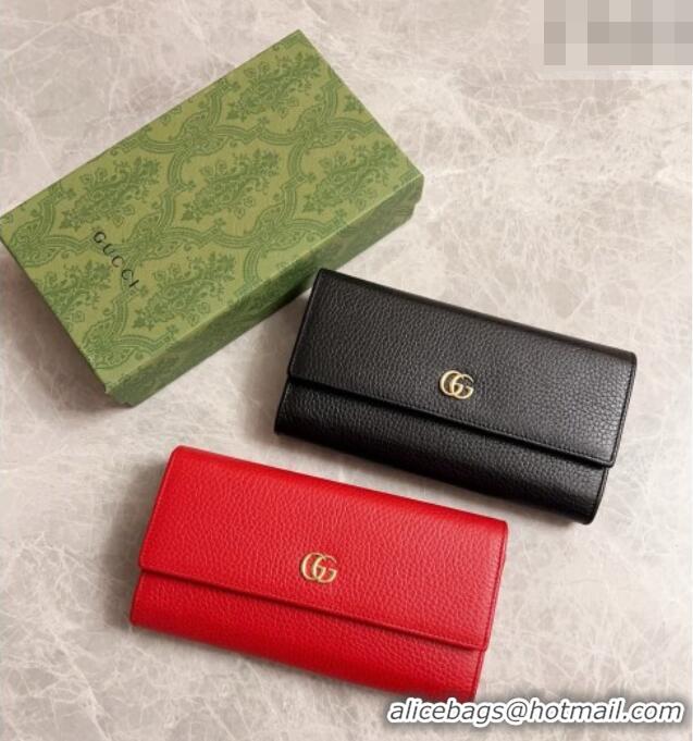 Unique Grade Gucci GG Marmont Continental Wallet in Black Grained Calfskin 456116 2026