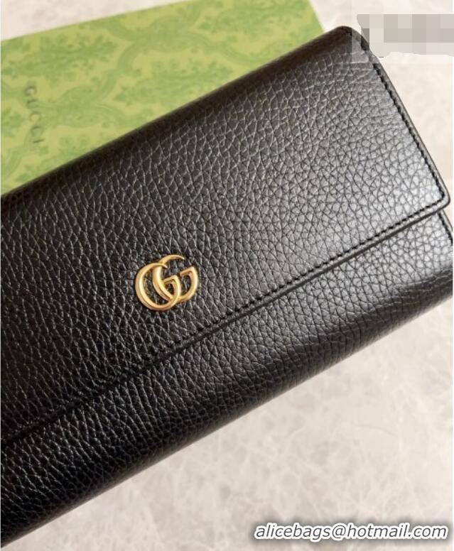 Unique Grade Gucci GG Marmont Continental Wallet in Black Grained Calfskin 456116 2026