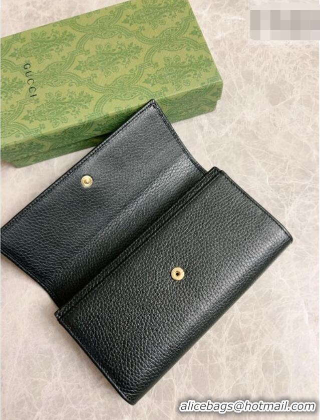 Unique Grade Gucci GG Marmont Continental Wallet in Black Grained Calfskin 456116 2026