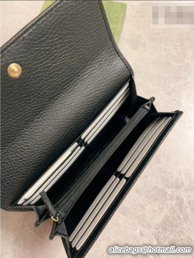 Unique Grade Gucci GG Marmont Continental Wallet in Black Grained Calfskin 456116 2026