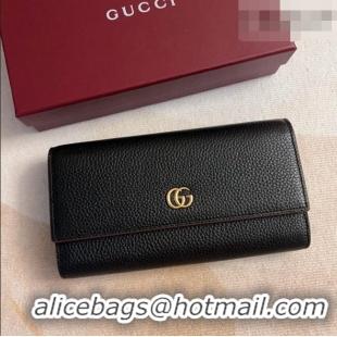 Elegant Gucci GG Marmont Continental Wallet in Grained Calfskin 456116 Black/Burgundy 2026